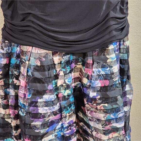 SL FASHIONS black and floral Midi party dress plus size 24 3X - Picture 5 of 8